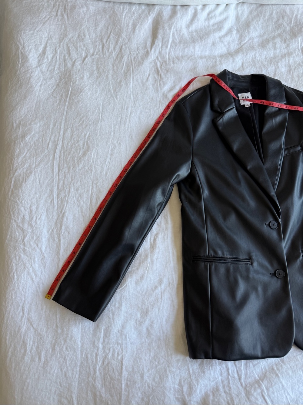 GAP Women's Black Relaxed Vegan-Leather Blazer Size M - Picture 9 of 13